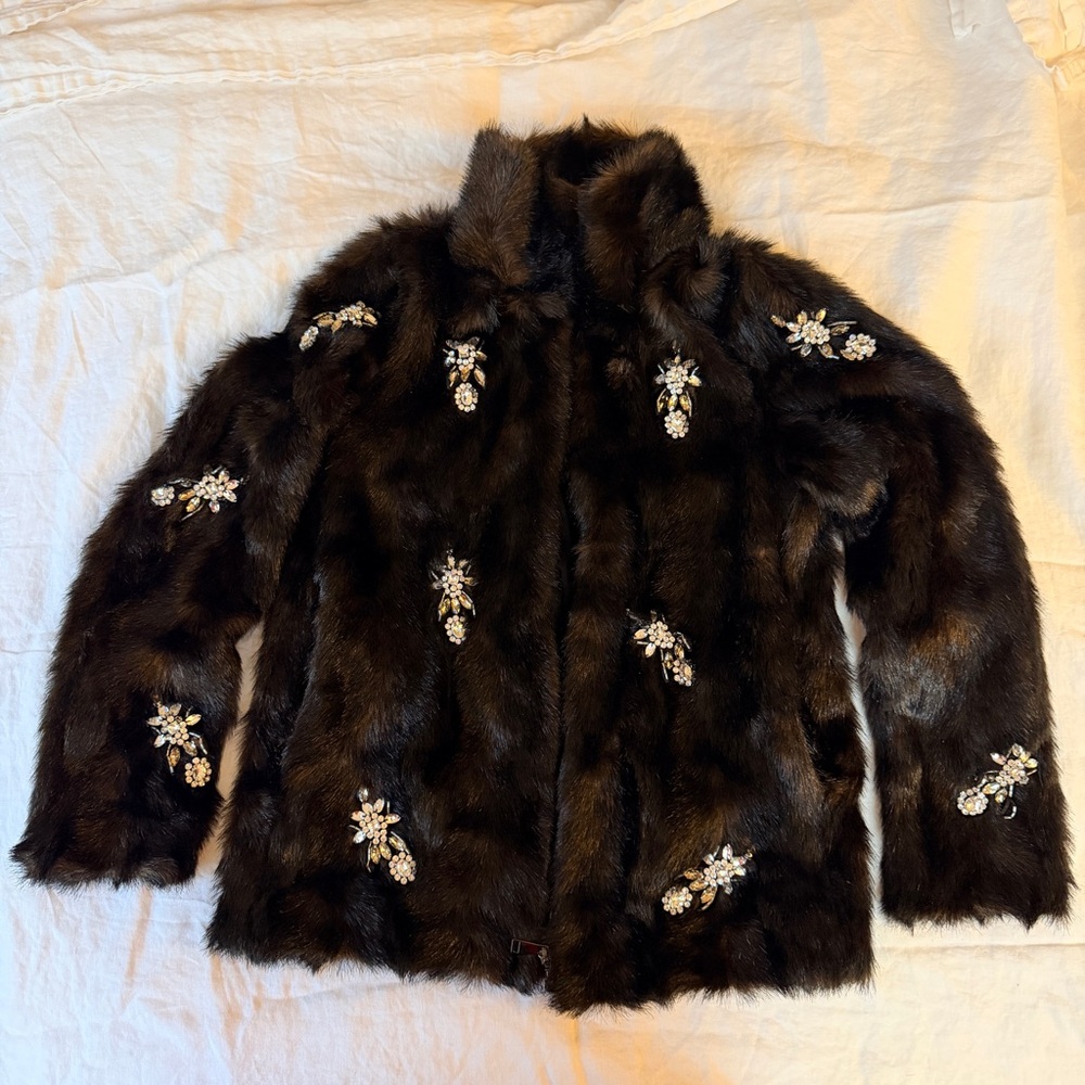 Zara | Faux Fur | Embellished Coat | xs
